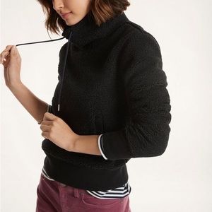 NWT Brooks Brothers Teddy Funnel Neck Sherpa Fleece in Black S/XS